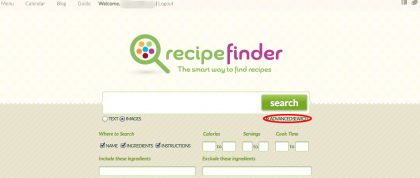 Recipe advanced search